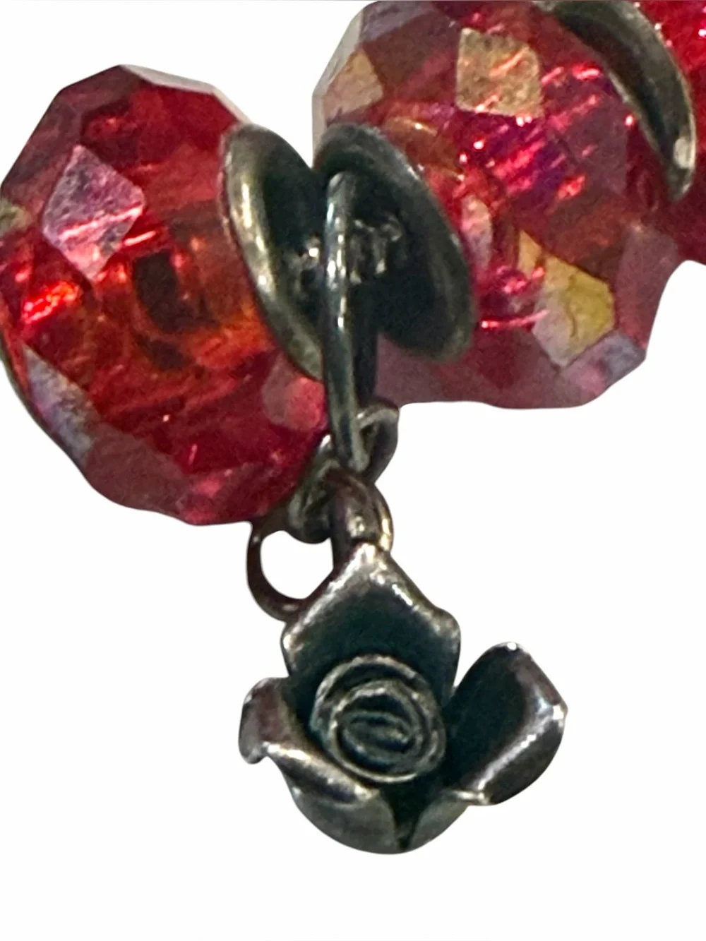 Authentic Vintage Pandora Sterling Silver 18-Bead Bracelet Alphabet C Cube Rose